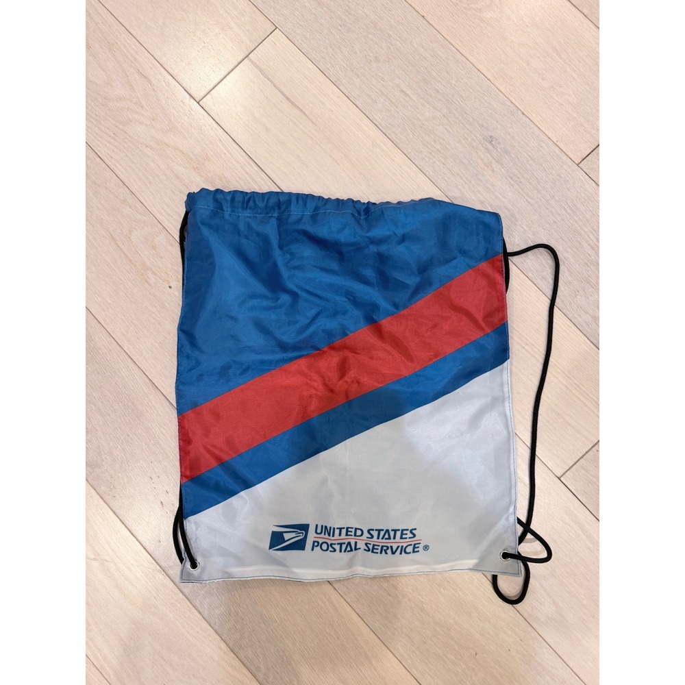 United States Postal Service USPS Drawstring Backpack Gym‎ Bag Blue Red White
